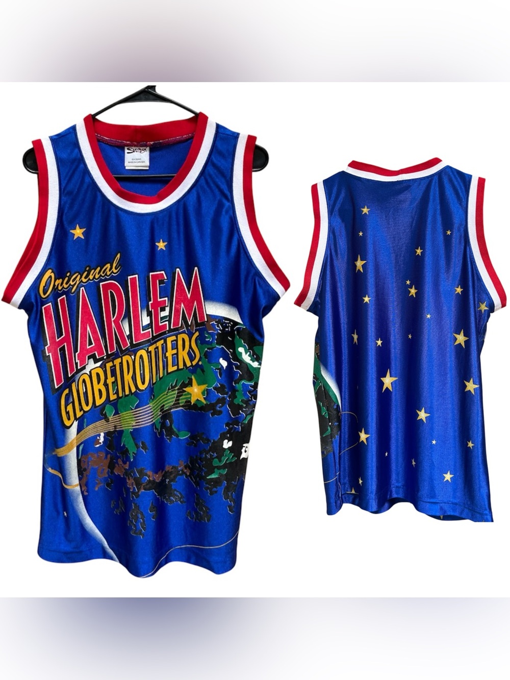90s Vintage Harlem Globetrotters Shiny Holographic Style Basketball Jersey